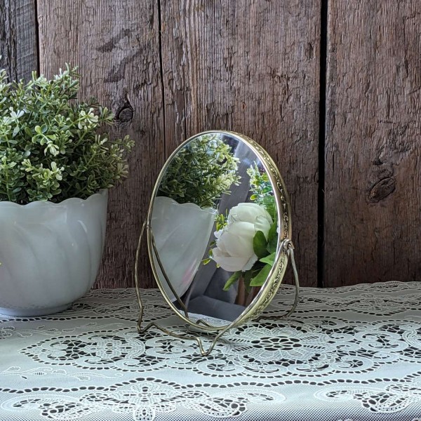 Miroir de table vintage pivotant à deux faces